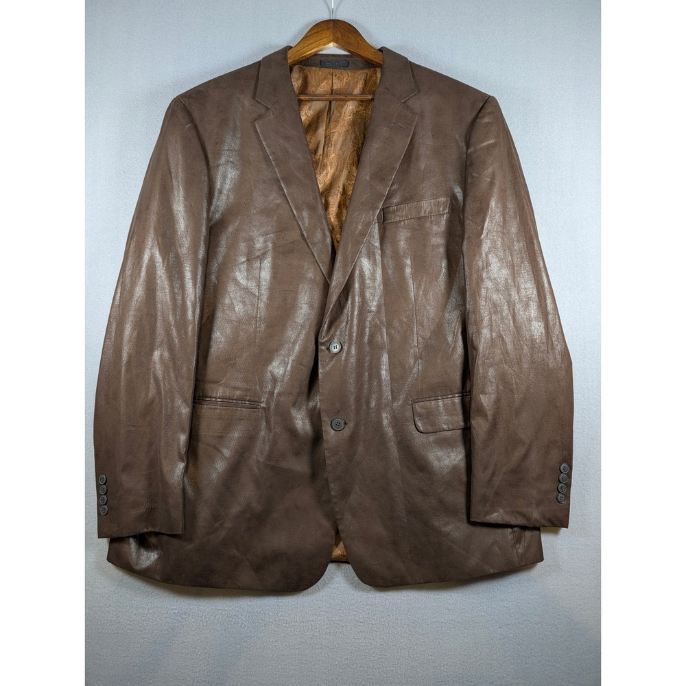 Andrew Fezza Mens Brown Faux Suede Blazer Sport Coat Paisley Lining Size 50L